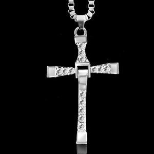 💎SILVER PLATED SIMULATED DIAMOND CROSS NECKLACE🆕